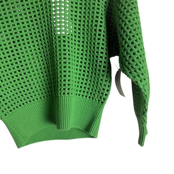 Equipment Esme Cotton Open Crochet Knit Bright Green Sweater Size XXS - Picture 7 of 11
